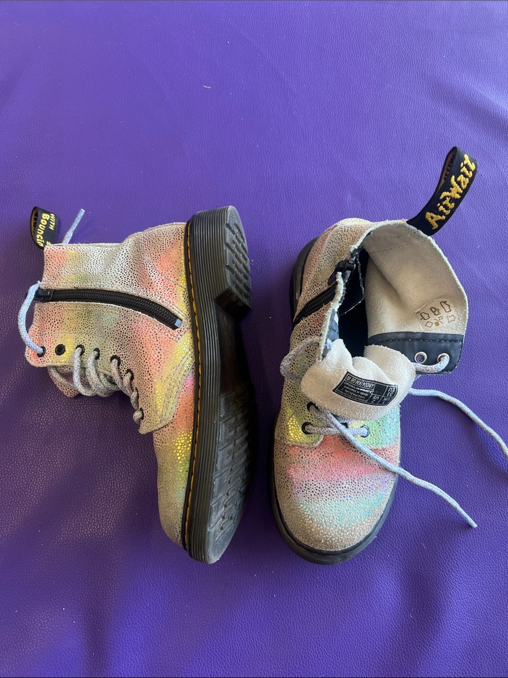 Dr. Martens Kids Glitter Rainbow Lace-Up Boots